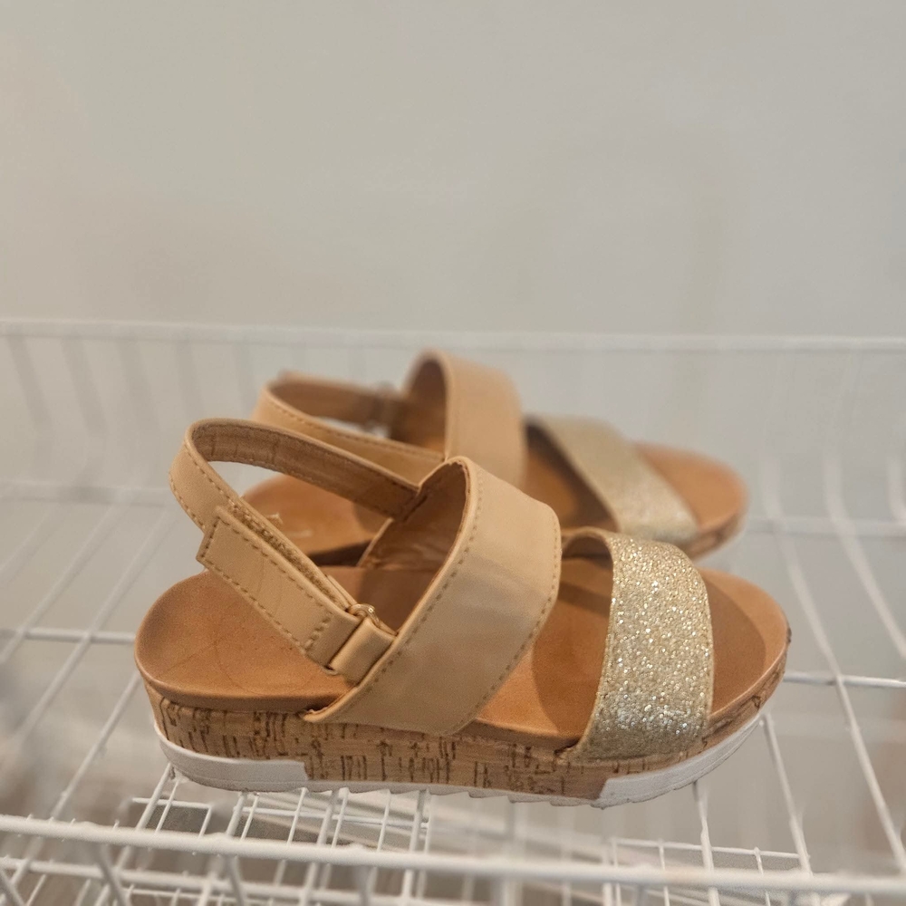 Tan and Gold Sandals with Cork Sole